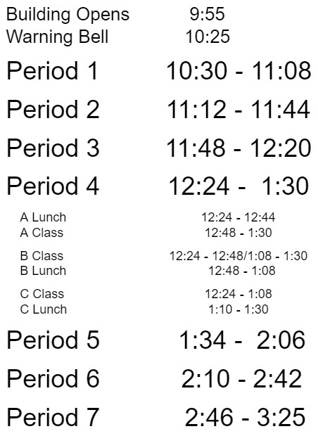 Two Hour Delay Schedule